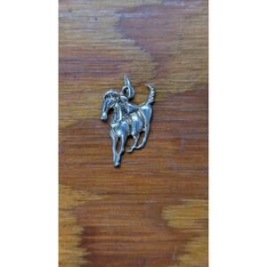 Vtg Sterling Silver 925 Cowboy Bucking Bronco Horse Charm Gold Accent Pendant